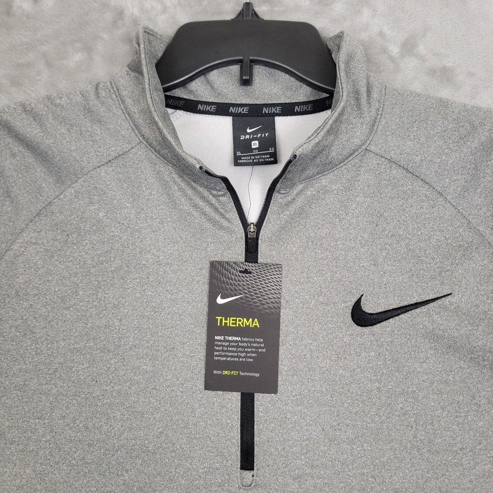 Nike Therma Dry Fit Mens 1/4 Zip Mock Neck Golf Pullover Gray Long Sleeve XL NWT - Picture 2 of 10